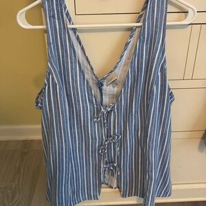 A New Day Blue Striped Tie Front Tank Top and shorts size large set